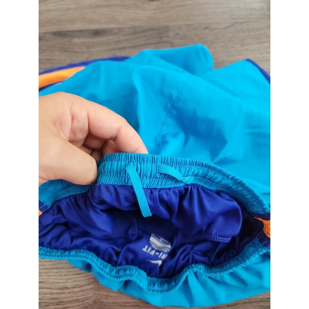 Nike Running Shorts Womens Dri-Fit Brief Lined Tempo Shorts Small Blue 3'' Logo